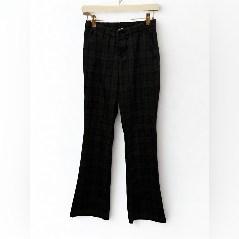 Brandy Melville Tilden Pants Green Navy Blue Plaid High Waisted One Size (XS/S)